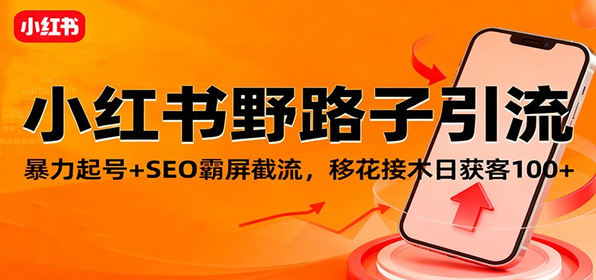 小红书野路子引流,暴力起号+SEO霸屏截流,移花接木日获客100+-摇钱树